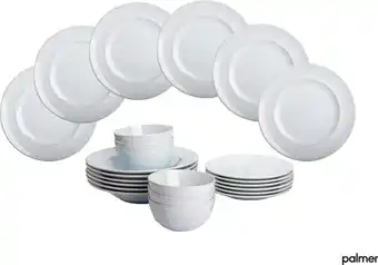 Bol.com Palmer Serviesset Barolo Stoneware 6-persoons 24-delig Lichtblauw aanbieding