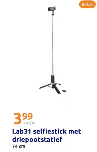 Action Lab31 selfiestick met driepootstatief aanbieding