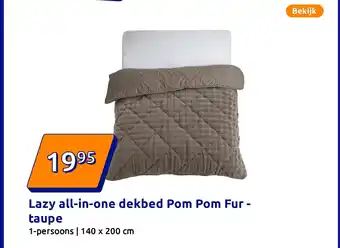 Action Lazy all-in-one dekbed Pom Pom Fur - taupe aanbieding