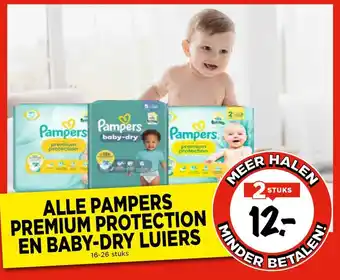 Vomar Voordeelmarkt Alle pampers premium protection en baby-dry luiers aanbieding