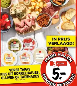 Vomar Voordeelmarkt Verse tapas Kies uit borrelhapjes, Olijven of Tapenades aanbieding