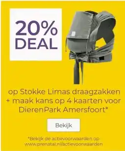 Prenatal 20% DEAL op Stokke Limas draagzakken + maak kans op 4 kaarten voor de dierentuin aanbieding
