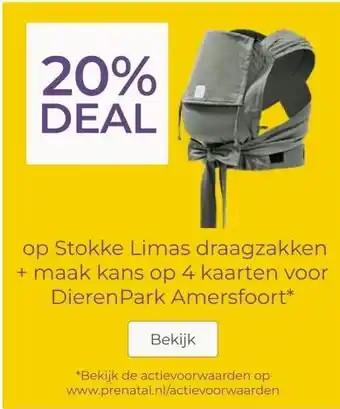 Prenatal 20% DEAL op Stokke Limas draagzakken + maak kans op 4 kaarten voor de dierentuin aanbieding