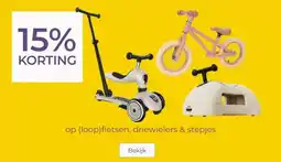 Prenatal 15% KORTING op (loop)fietsen, driewielers & stepjes aanbieding