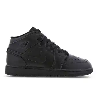 Foot Locker Jordan 1 Mid Kindersneakers - Zwart - Maat 36.5 - Textil, Leer aanbieding
