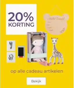 Prenatal 20% KORTING alle cadeau artikelen aanbieding