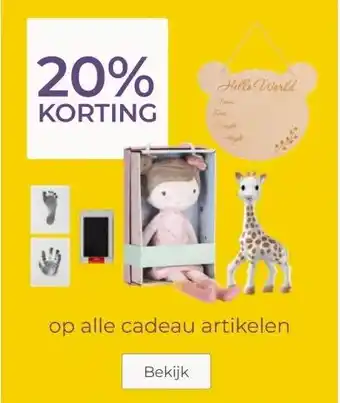 Prenatal 20% KORTING alle cadeau artikelen aanbieding