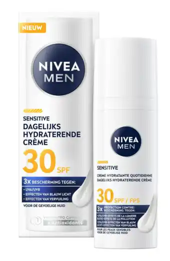 De Online Drogist Nivea Men Sensitive Dagelijks Hydraterende Crème SPF30 aanbieding