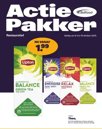 Bidfood Lipton Thee aanbieding