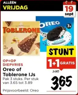Vomar Voordeelmarkt Oreo of Toblerone IJs aanbieding