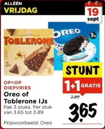 Vomar Voordeelmarkt Oreo of Toblerone IJs aanbieding