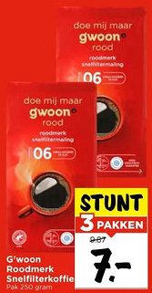 Vomar Voordeelmarkt G'woon Roodmerk Snelfilterkoffie aanbieding