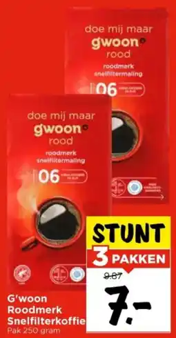 Vomar Voordeelmarkt G'woon Roodmerk Snelfilterkoffie aanbieding