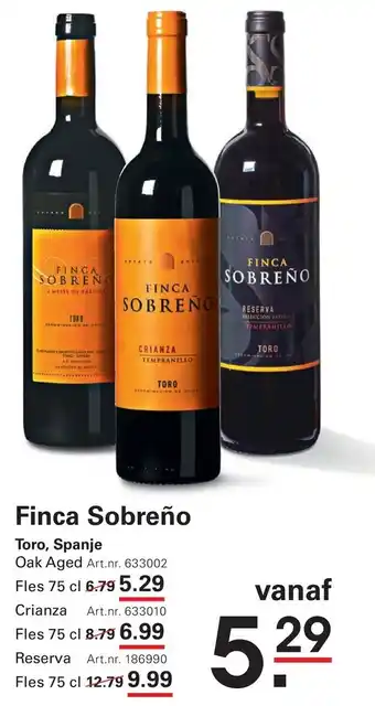 Sligro Finca sobreño aanbieding