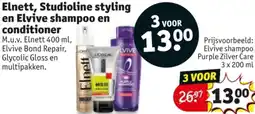 Kruidvat Elnett, Studioline styling en Elvive shampoo en conditioner aanbieding