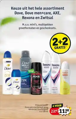 Kruidvat Keuze uit het hele assortiment Dove, Dove men+care, AXE, Rexona en Zwitsal aanbieding