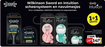 Kruidvat Wilkinson Sword en Intuition scheersysteem en navulmesjes aanbieding
