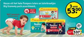Kruidvat Keuze uit het hele Pampers luiers en luierbroekjes Big Economy pack assortiment. aanbieding