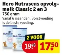 Kruidvat Hero Nutrasens opvolg melk Classic 2 en 3 aanbieding