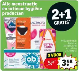 Kruidvat Alle menstruatie en intieme hygiëne producten aanbieding