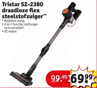 Kruidvat Tristar SZ-2380 draadloze flex steelstofzuiger aanbieding
