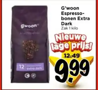 Vomar Voordeelmarkt G'woon Espresso- bonen Extra Dark aanbieding