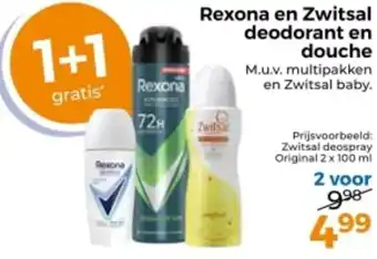 Trekpleister Rexona en Zwitsal deodorant en douche aanbieding