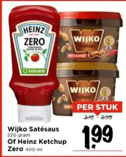 Vomar Voordeelmarkt Wijko Satésaus Of Heinz Ketchup Zero aanbieding
