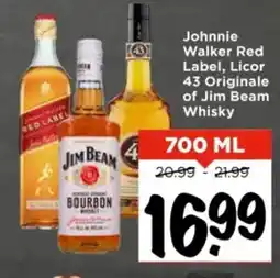Vomar Voordeelmarkt Johnnie Walker Red Label, Licor 43 Originale of Jim Beam Whisky aanbieding