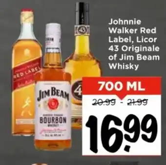 Vomar Voordeelmarkt Johnnie Walker Red Label, Licor 43 Originale of Jim Beam Whisky aanbieding