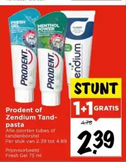 Vomar Voordeelmarkt Prodent of Zendium Tand- pasta aanbieding