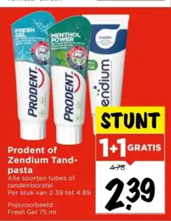 Vomar Voordeelmarkt Prodent of Zendium Tand- pasta aanbieding