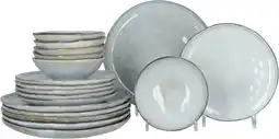 Bol.com Aardewerk Servies Flower Beige 6 persoons 18-delig - Grijs aanbieding
