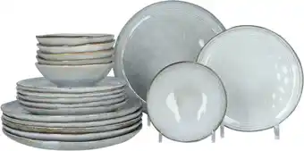 Bol.com Aardewerk Servies Flower Beige 6 persoons 18-delig - Grijs aanbieding