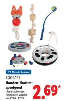 Lidl Zoofari Honden katten speelgoed Tennisbalwerper aanbieding
