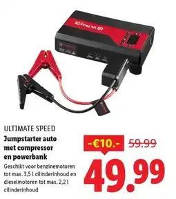Lidl Ultimate speed Jumpstarter auto met compressor en powerbank aanbieding