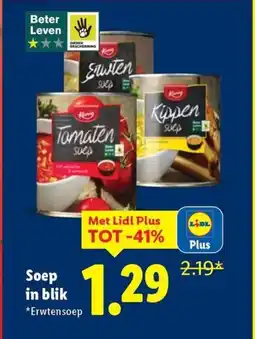 Lidl Soep in blik aanbieding