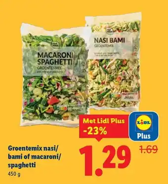 Lidl Groentemix nasi bami of macaroni spaghetti aanbieding