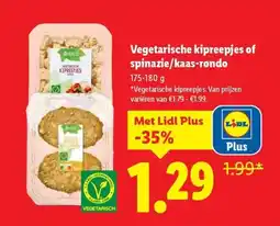 Lidl Vegetarische kipreepjes of spinazie kaas rondo aanbieding