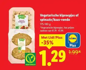 Lidl Vegetarische kipreepjes of spinazie kaas rondo aanbieding