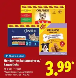 Lidl Honden en kattennatvoer kauwsticks aanbieding