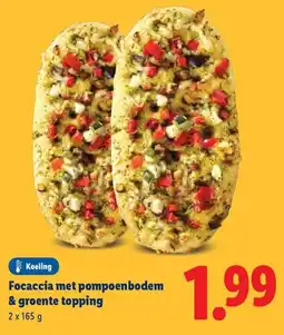 Lidl Focaccia met pompoenbodem & groente topping aanbieding