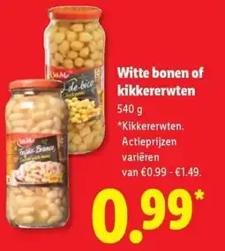 Lidl Witte bonen of kikkererwten aanbieding