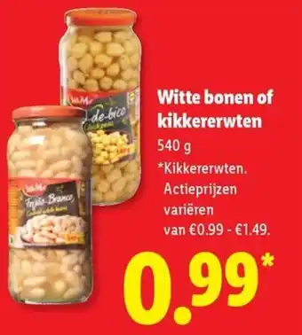 Lidl Witte bonen of kikkererwten aanbieding
