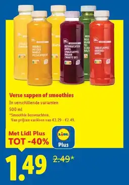 Lidl Verse sappen of smoothies aanbieding