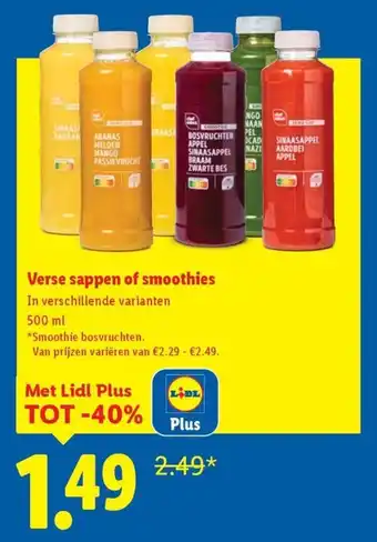 Lidl Verse sappen of smoothies aanbieding