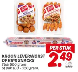 Dekamarkt Kroon leverworst of kips snacks aanbieding