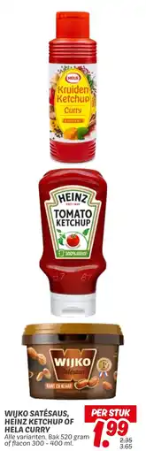 Dekamarkt Wijko satésaus, heinz ketchup of hela curry aanbieding