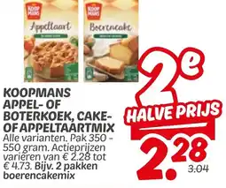 Dekamarkt Koopmans appel of boterkoek, cake of appeltaartmix aanbieding