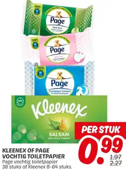 Dekamarkt Kleenex of page vochtig toiletpapier aanbieding